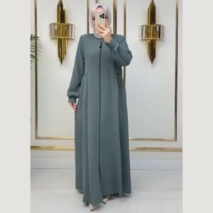 عباية قماش كريب ايطالي سحاب كامل