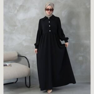 فستان قماش كريب كرستال مع بلت عسلي