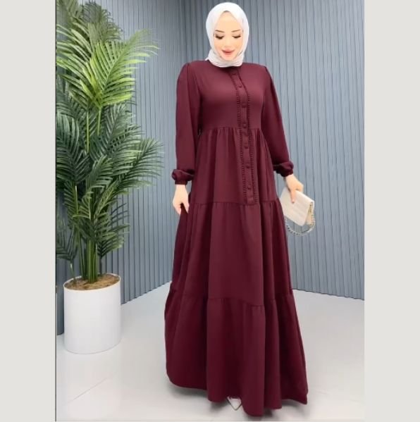 فستان فلو اكمام زم دانتيل ع الصدر