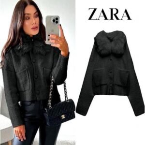 جاكيت صوف قبة فرو ون سايز