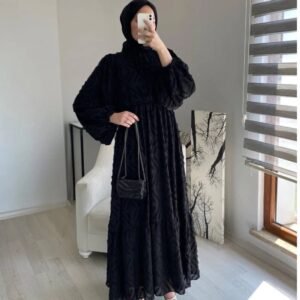 فستان اسود شيفون مبطن لون أسود