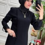 طقم تونيك+ بنطلون مع شك كريستال اللون الأسود