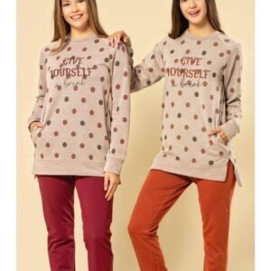 طقم homewear خريفي شتوي لون خمري