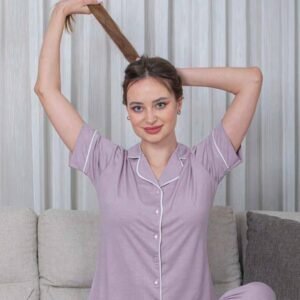 بجامة قطن مع قميص ازرار