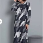 قميص نوم ستاتي مصوف لون رمادي