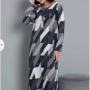 قميص نوم ستاتي مصوف لون رمادي