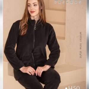 بجامات فيليز مبطن فرو اللون الأسود