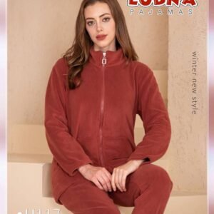 بجامات فيليز مبطن فرو اللون الأحمر 