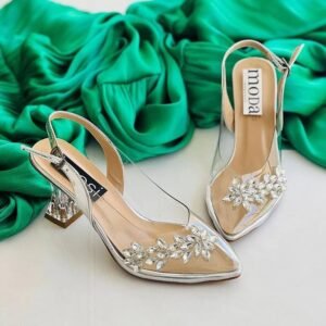 هيلز شفاف كعب شفاف لون أبيض