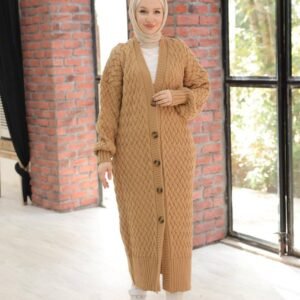 جاكيت صوف طويل مع ازرار ون سايز 