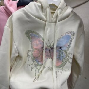 هودي بناتي فوتر مبطن لون أبيض