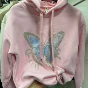 هودي بناتي فوتر مبطن لون زهري 