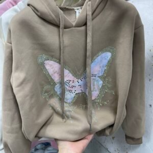 هودي بناتي فوتر مبطن لون بيج 