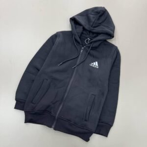 جاكيت فوتر مبطن لون أسود