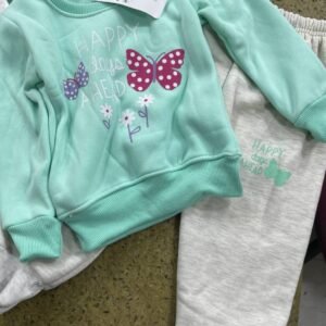 الصفحة الرئيسية بجامات بيبي فوتر مبطن لون تركواز بنطال رمادي